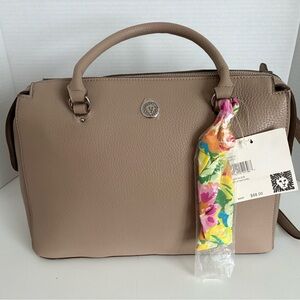 Anne Klein Taupe Satchel with Colorful Scarf